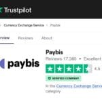Paybis with excellent trust level on Trustpilot